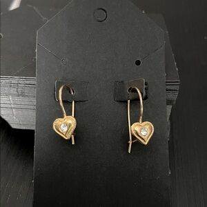 Gold Heart Drop Earrings